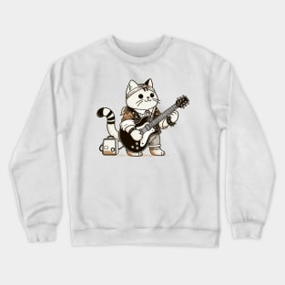 Cat Playing Electric Guitar Rock Music Funny Cat Crewneck Sweatshirt